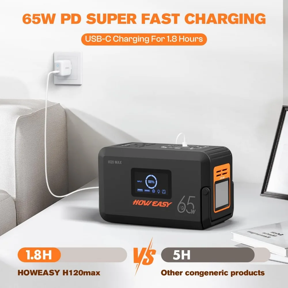 محطة طاقة محمولة، مولد طاقة شمسية بقدرة 135 وات، بطارية احتياطية بقدرة 98 وات في الساعة مع مخرج تيار متردد، شحن سريع PD للتخييم في حالات الطوارئ الخارجية #5