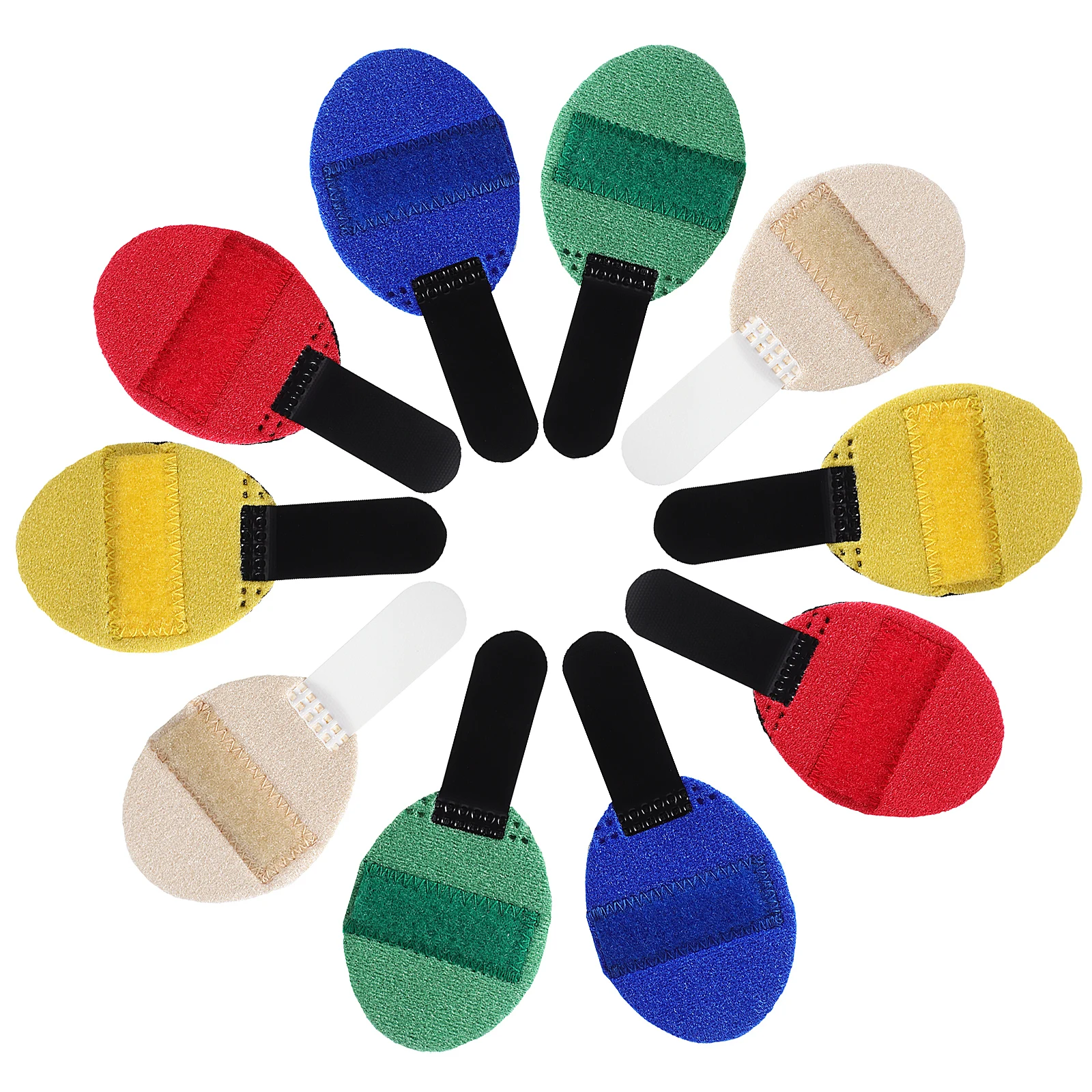 

10 Pcs Finger Splint Braces Yellow Red Blue 2 Green 2 Skin Color Metal SupportBars Stable Compact Portable Elastic Bandage