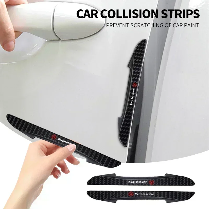4pcs Car Carbon Fiber Pattern Anti-Collision Strips For Mercedes Benz Amg W204 W213 W205 W211 W212 W176 W205 W203 Accessories