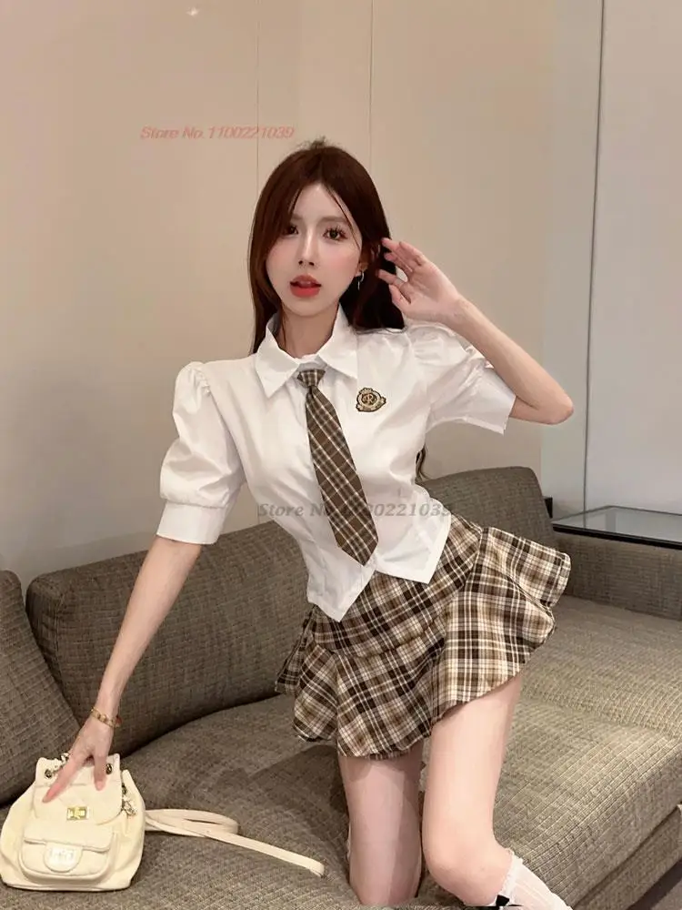 2024 Japanse Student Jk Uniform Sexy Schoolmeisje Cosplay Verleidingskostuum Vrouwen Blouse Stropdas + Rok Set School Meisje Cosplay