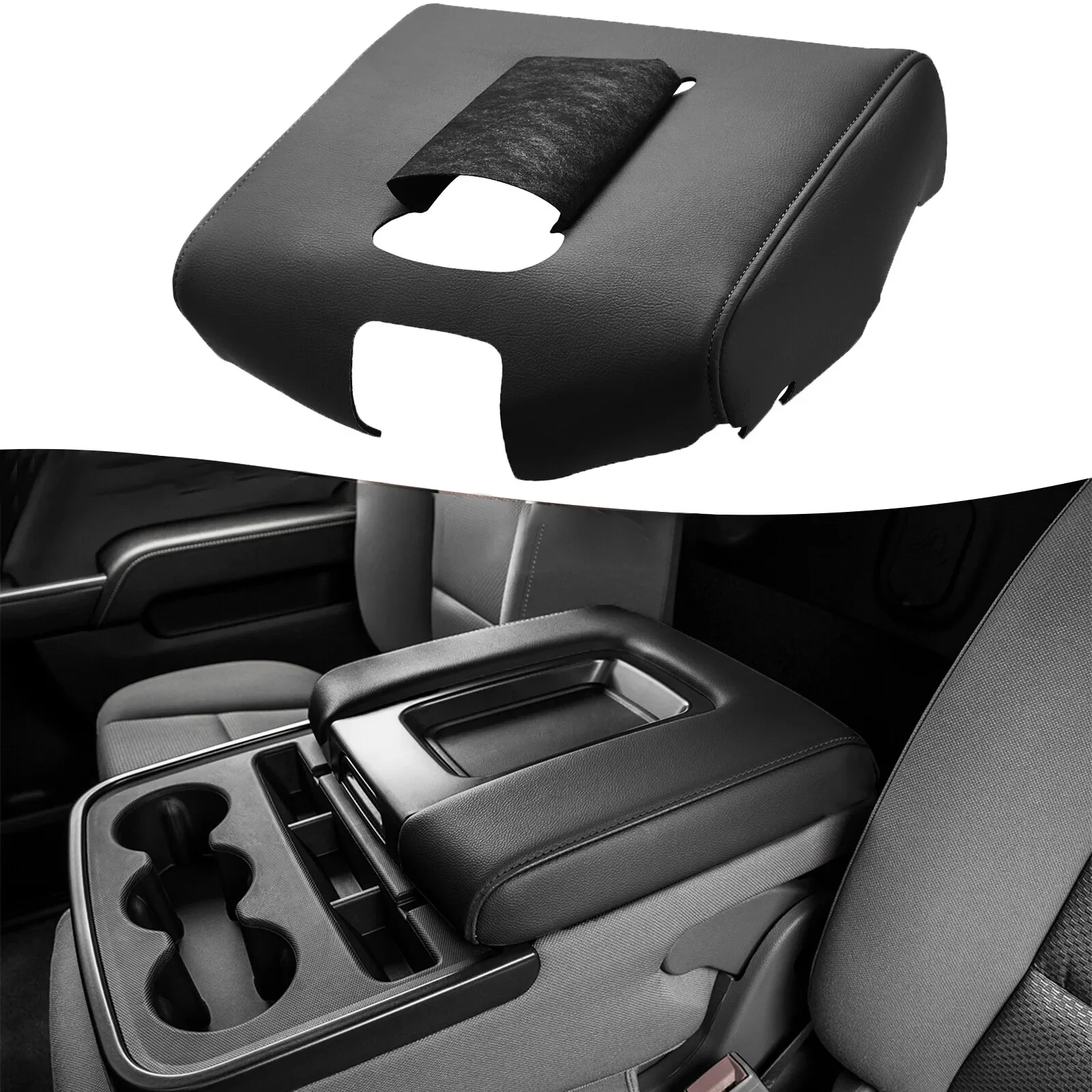 For Chevy Silverado GMC Sierra 1500 2014-2018 Black Armrest Console Cover Interior Protective Replacement Cushion Pad