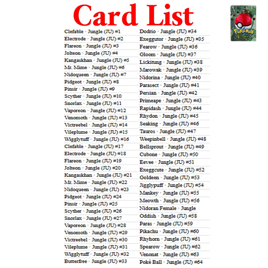 Kartu Jungle PKM 64 PCS Set Lengkap Mainan Hobi Koleksi Game Anime Kartu Foil Proxy PTCG Mainan Set Lengkap