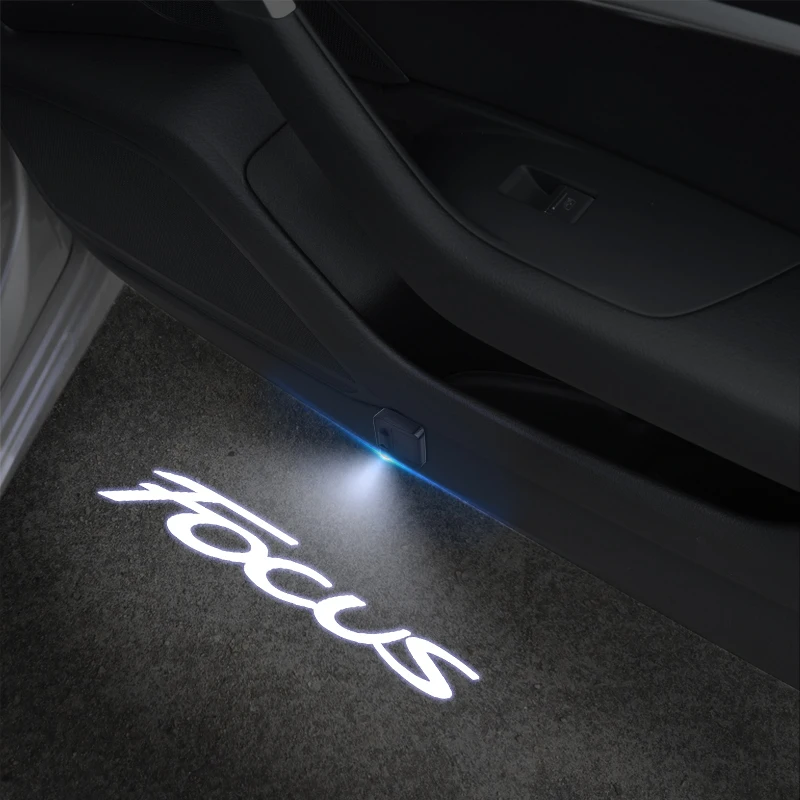 Luz de puerta de coche para Focus Fiesta Emblem, lámpara de bienvenida, proyector láser inalámbrico, decoración automática, HD, LED, MK3, MK4, MK5,