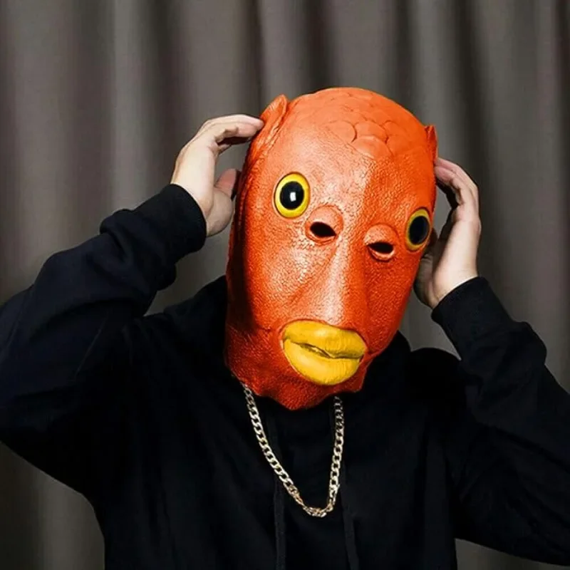 

Halloween green fish-head monster mask, sand sculpture toy, Carnival monster, Carnival mask, Carnival full face mask