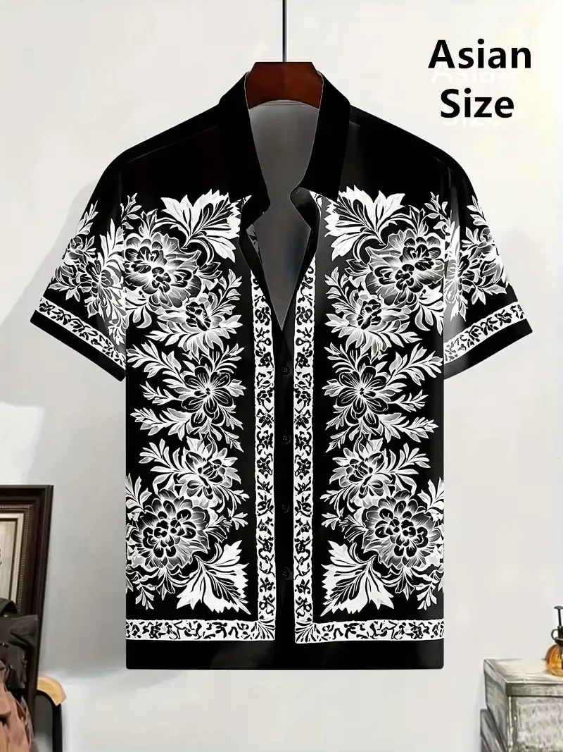 Men's Casual Summer Hawaiian Short Sleeve Shirt, Beach Harajuku Style