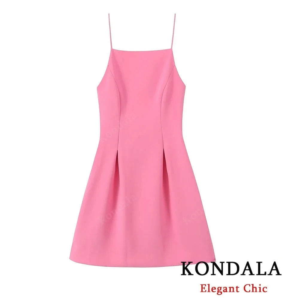 KONDALA Autunno Donna Elegante Carino Rosa Mini Cami Dress 2025 Nuova Estate Moda Data Picnic Party Beach Pink Sweetheart Lady Dress