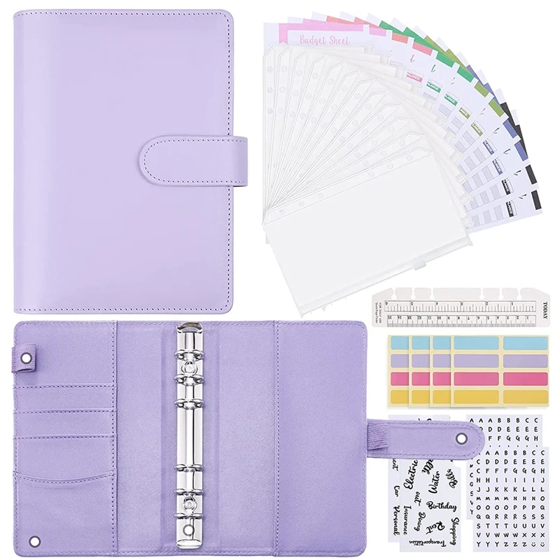 Cash Envelopes For Budgeting,34Pcs A6 Budget Binder Wallet With Cash Envelopes, A6 Binder For Saving Envelopes