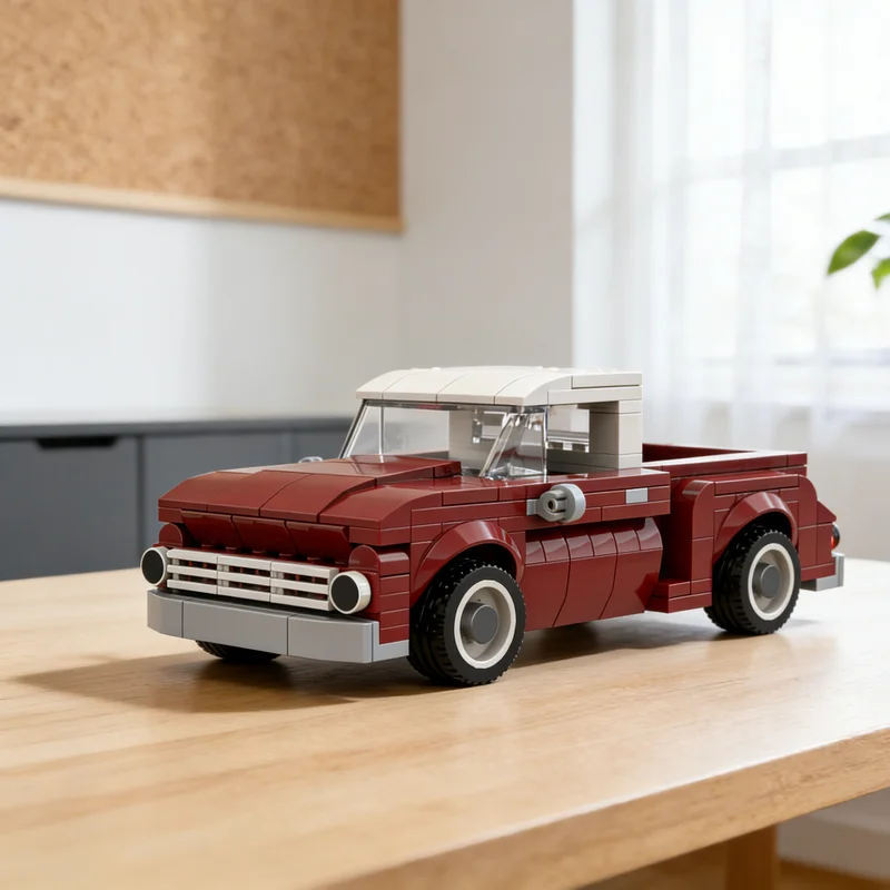 

253pcs MOC Chevroleteed C10 Stepside Dark Red City Champions Model Building Blocks Architecture Toy Christmas Gifts Brick Kids