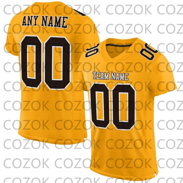 

Custome Yellow Black Football Jerseys for Men Women Unisex Football Short Sleeves Athletic Tee Shirts