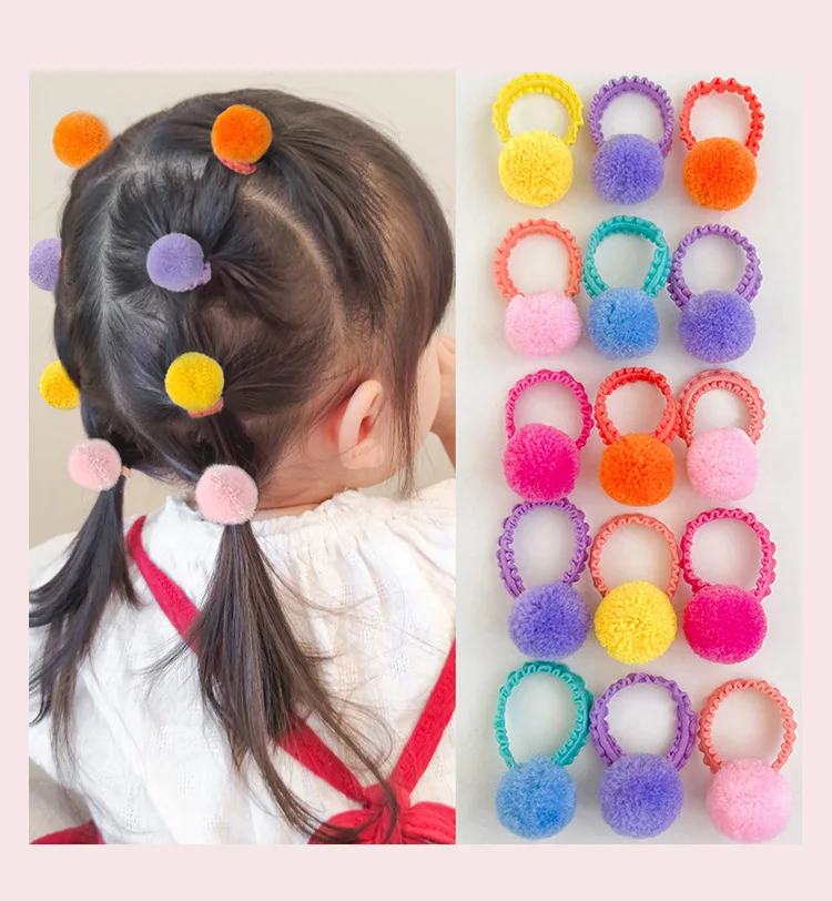 

20Pcs Colorful Soft Plush Ball Hair Bands for Girls Kids Elastic Hair Ponytail Ropes Rubber Bands Headwear Hair Accessories Gift