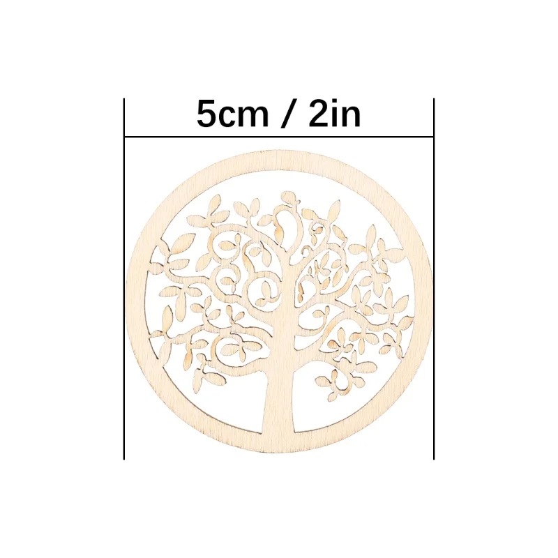 48Pcs Wooden Tree Of Life Ray Carving DIY Handicrafts Holiday Decoration Ornaments Crafts