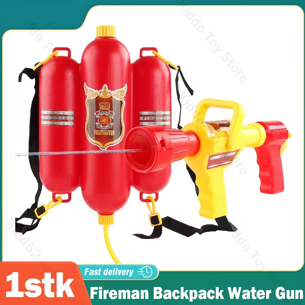 Fireman Backpack Water Gun Large Capacity Pistol Spray Water Guns Pull Out Shooting Soaker Pool Beach Games Outdoor Toy Kid Gift