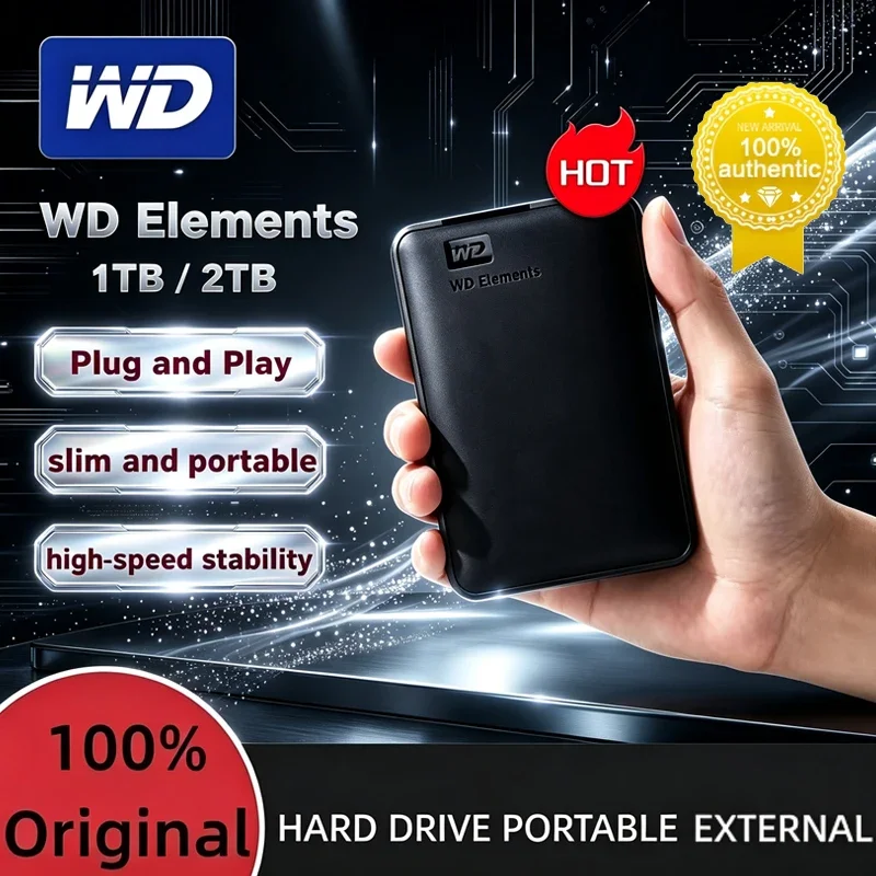 WD Original External Mechanical Hard Disk 2.5 Inch USB3.0 High Speed Mobile Storage Drive 2TB 4TB For Laptop Computer