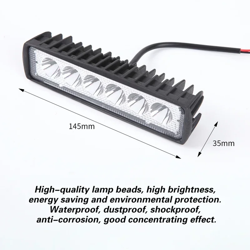 18w 6 LED Car Work Light High Bright Spotlight Universal Offroad Automobile Truck Driving Fog Headlights DRL Driving Lamp 12V