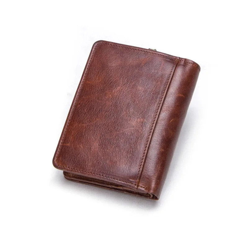 CONTACT'S Genuine Leather Wallets for Men Short Fashion Men's Purses Card Holder Business Zip Coin Purses Bag Photo ID Wallet