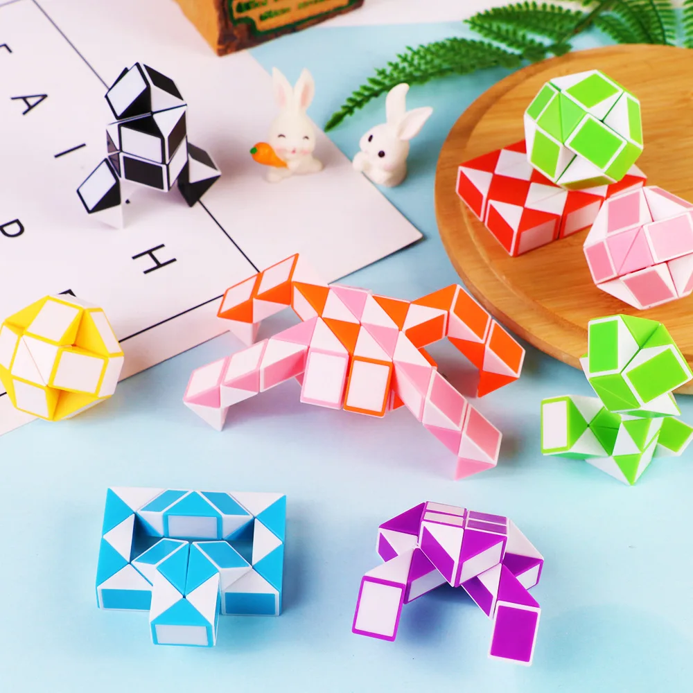 8/16Pcs Folding Snake Ruler Puzzle Cube Educational Toys for Kids Birthday Party Favors Guest Gifts School Prizes Goodie Filler