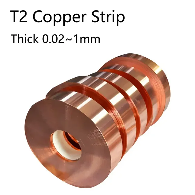 2M T2 Miedziana Taśma Płaska Gruba 0.02~1mm Ultracienka Czerwona Folia Miedziana Pasek Płyta Uziemiająca Przewodząca Ciepło Odprowadzająca Ciepło Szerokość 10~90mm