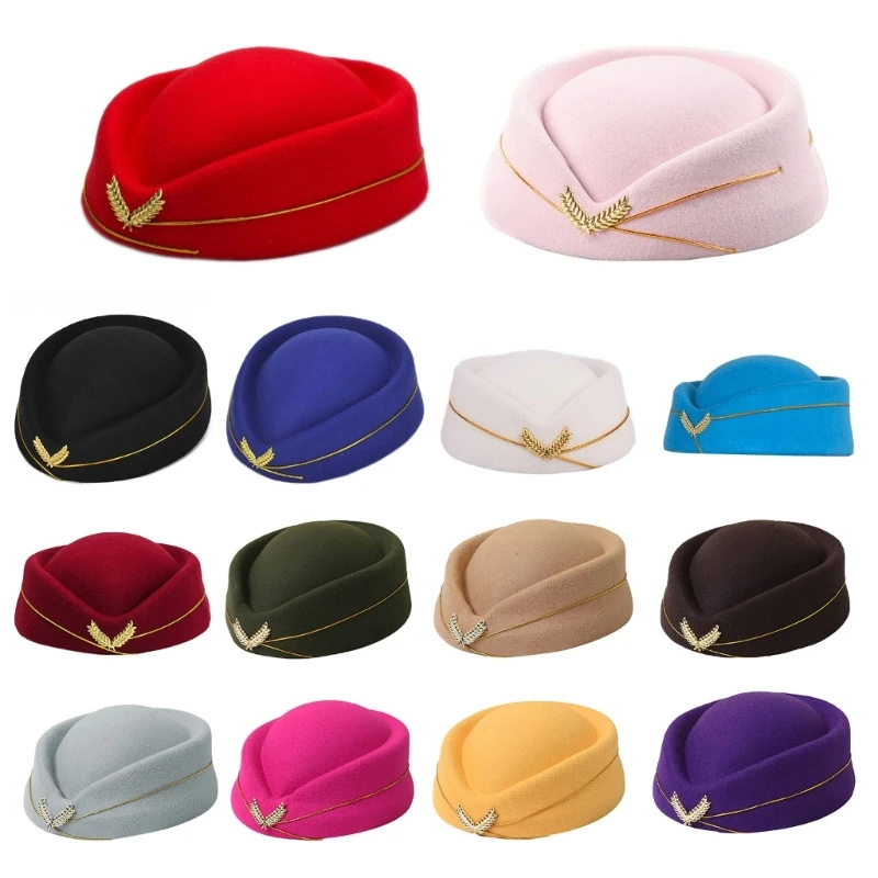 Airline stewardess Flight attendant hat Air Hostess Formal Uniform for steward trainman train conductor member