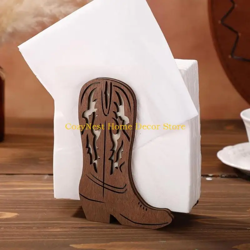 92MF Antique Styles Cowboy Boot Paper Holders Napkin Stand For Farmhouses Decors