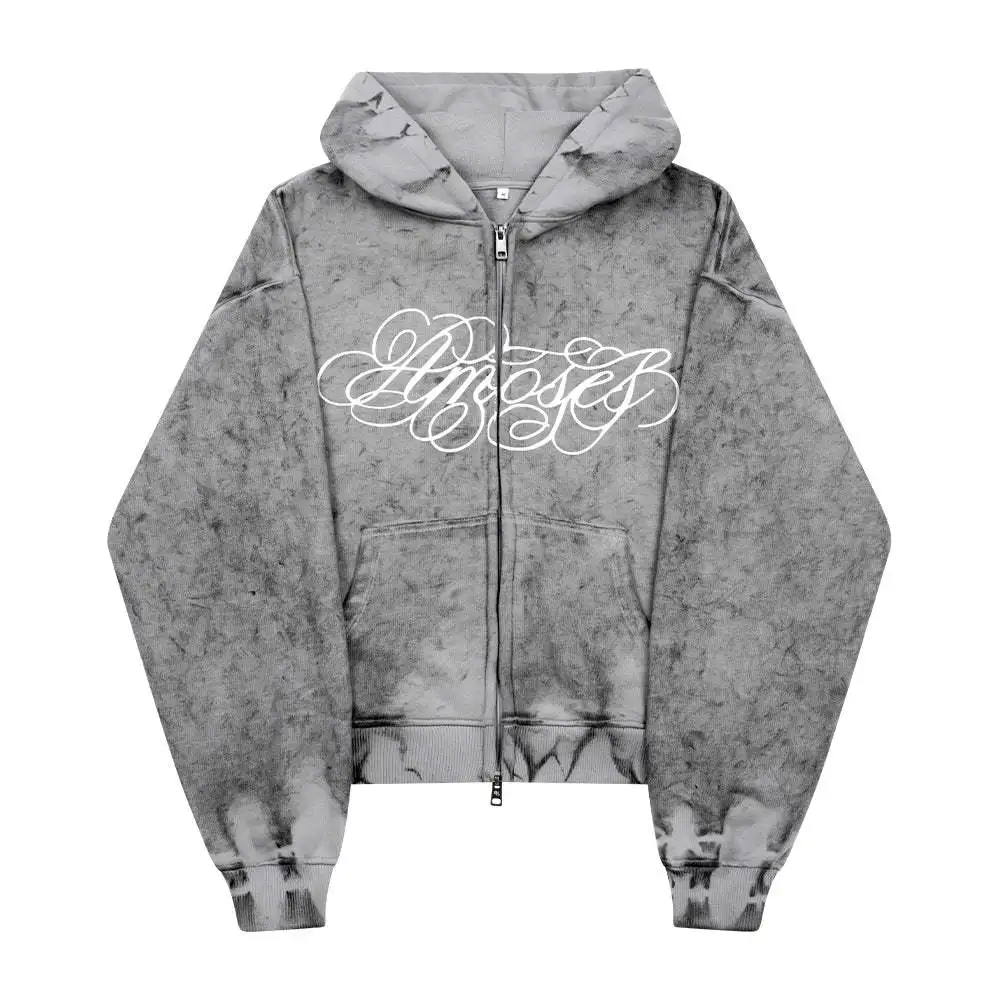 

European and American loose and lazy style cross-border loose printing niche versatile personality retro hooded cardigan sweatsh