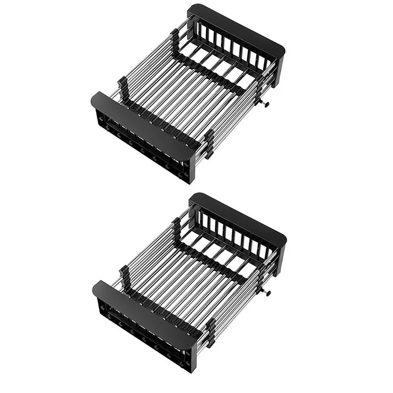 

4X Adjustable Stainless Steel Sink Dish Rack Dish Holder Kitchen Sink Storage Rack Dish Draining Rack -A 26 X 21.5 X 8Cm