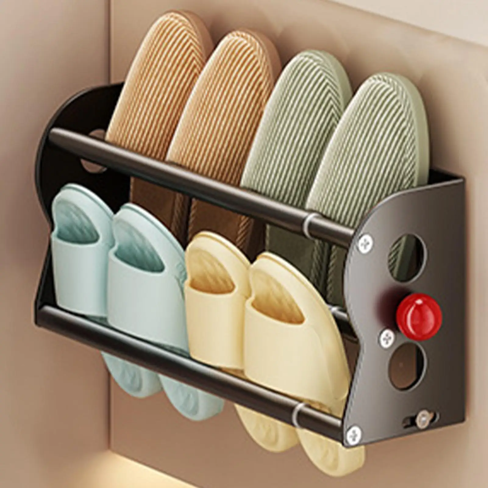 Magnetic Shoe Rack Expandable Double-Layer Slippers Organizer Extendable 40cm-73cm Wall Mounted Door Back Shoe Rack