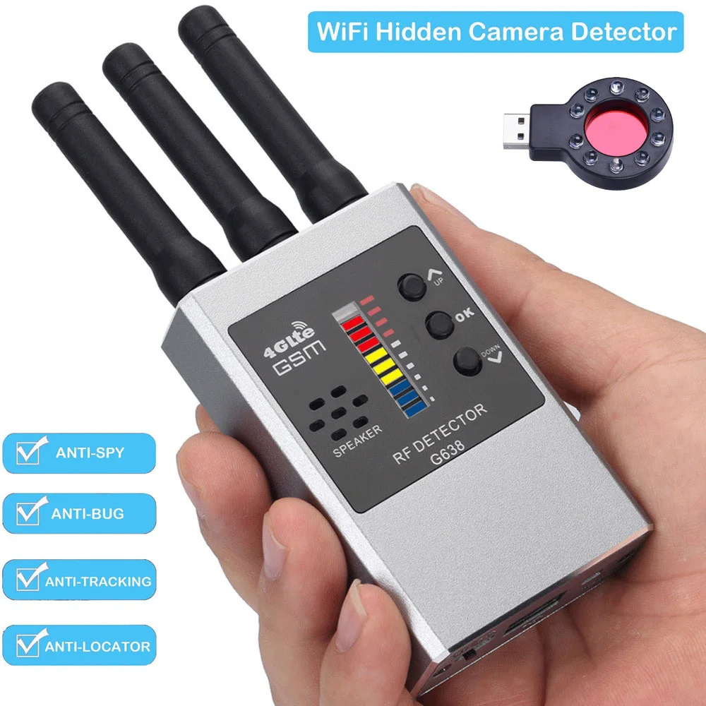 

G638W Anti Wireless RF Signal Detector Bug GSM Audio Device GPS Tracker Hidden Camera Finder Eavesdropping Scanner Professional