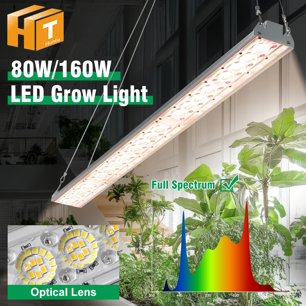 شاشة ليد بطيف كامل تنمو ضوء 80 واط 160 واط SMD2835 LED مصباح النمو للنباتات الدفيئة عالية اللون تقديم الإضاءة لزهور الخضار