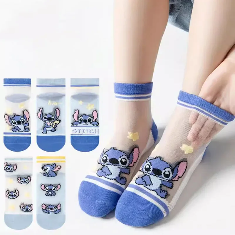 

5 Pairs Kawaii Disney Socks Anime Cute Stitch Cartoon Breathable and Lightweight Comfortable and Soft Socks Gifts for Girls