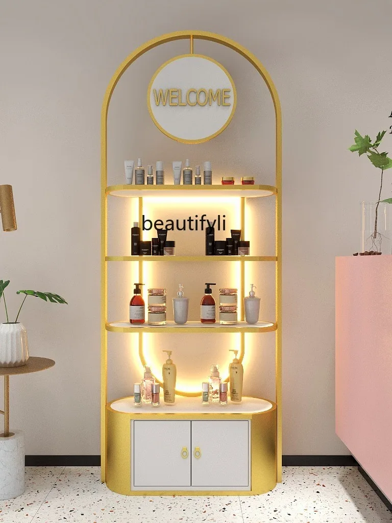 Cosmetics Display Cabinet Beauty Salon Nail Beauty Product Cabinet Shelf Skin Care Products Display Rack Barber Shop Showcase