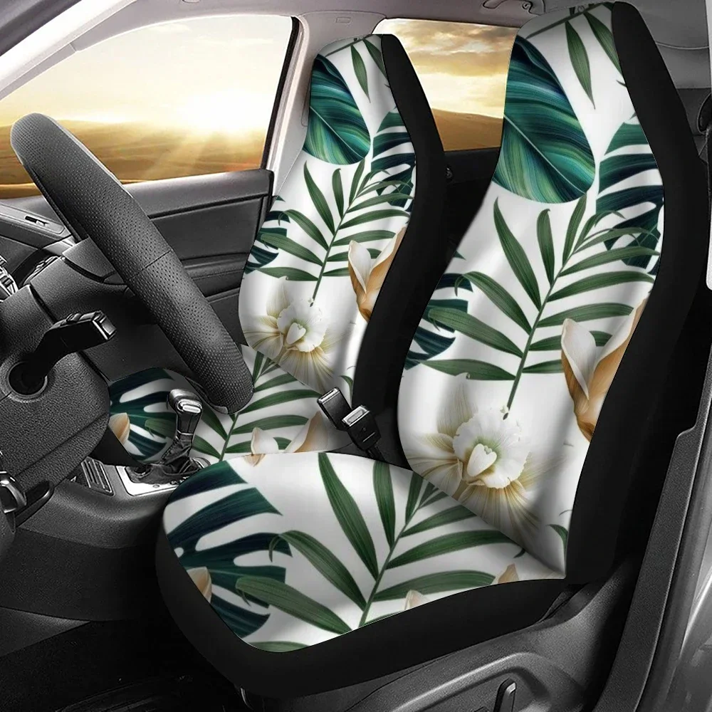 Leaf Plant Pattern Car Seat Cover Fits Most Car Interior Accessories Set of 2 Universal Front Seat Cover