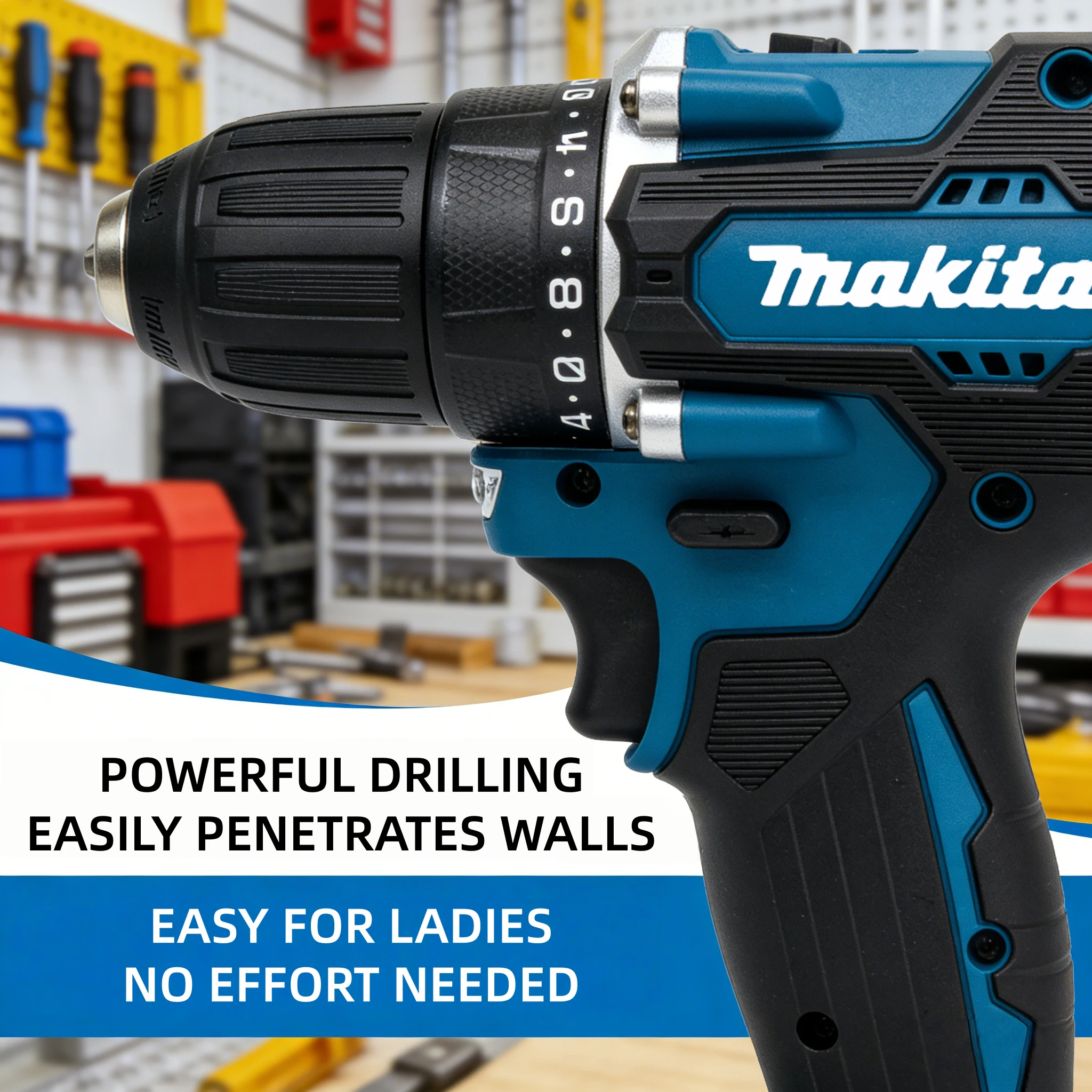 マキタ-ddf487-10mm-ブラシレス-18v-リチウム充電式インパクトドリル、家庭用ハンドドリル、高トルク電動ドライバー