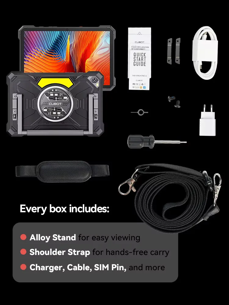 Cubot TAB KingKong S Tablet Android 15 15300 mAh Battery 16GB RAM(6+10)+256GB ROM 10.1" 90Hz Display Camping Light 48MP Camera