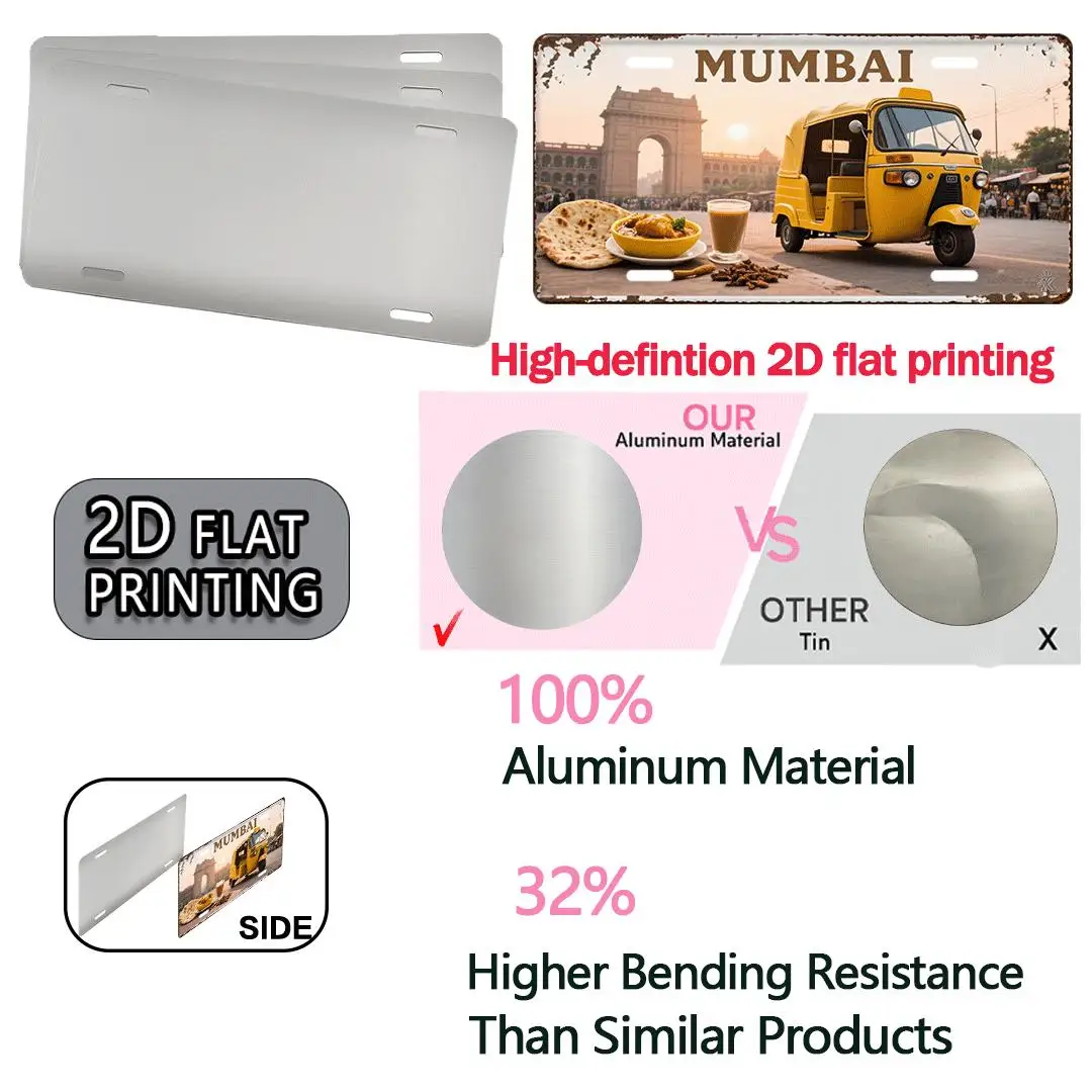 لافتة لوحة ترخيص معدنية من Mumbai - ديكور سيتي سكيب هندي مع توك، أوتو ريكشو - لوحة حائط ريترو للمنزل والمكتب والمقهى - #6