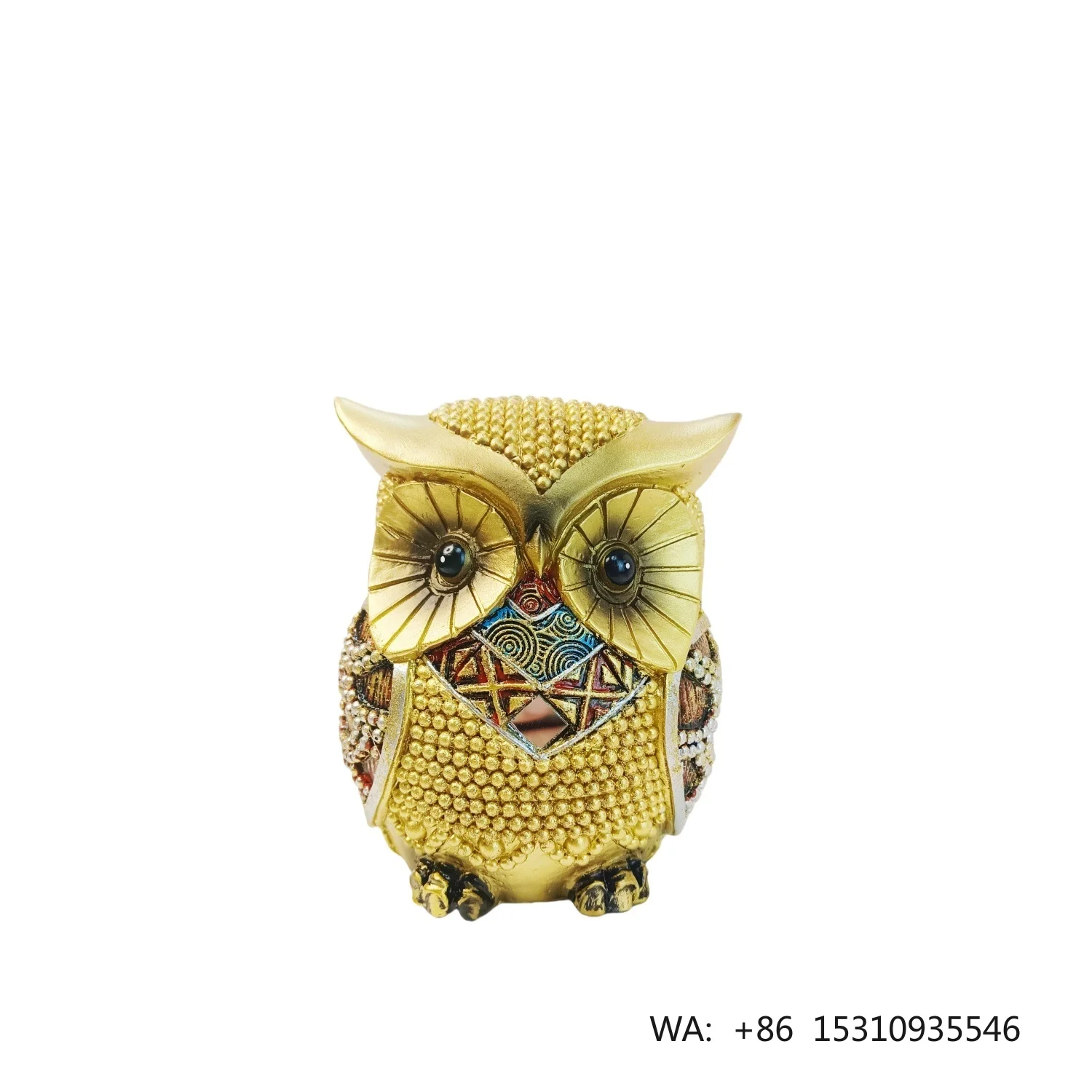 American Owl Decor Resin Ornament - Colorful Shiny Animal Figurine for Home, Office, Living Room, Entrance, 2025 New Gift Idea
