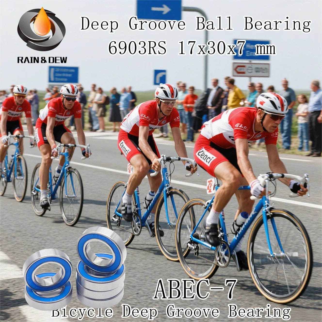 

10Pcs 6903-2RS Blue Bearing ABEC-7 Thin Section 6903 2RS Ball Bearings 17X30X7mm Sealed with a Blue Rubber Cap