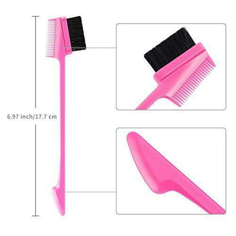 B15C 6 Pieces 3 In 1 Hair Edge Brush Double Sided Hair Comb Pack (Random Color)