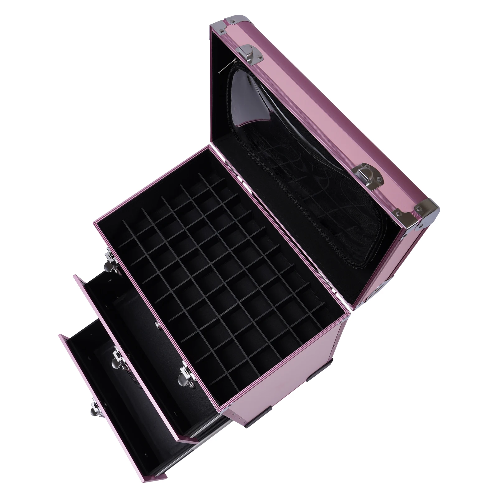 Rolling Makeup Train Case, with Drawers, Professional Cosmetics Storage Organizer, Pink Makeup Beauty Tools Case with Wheels