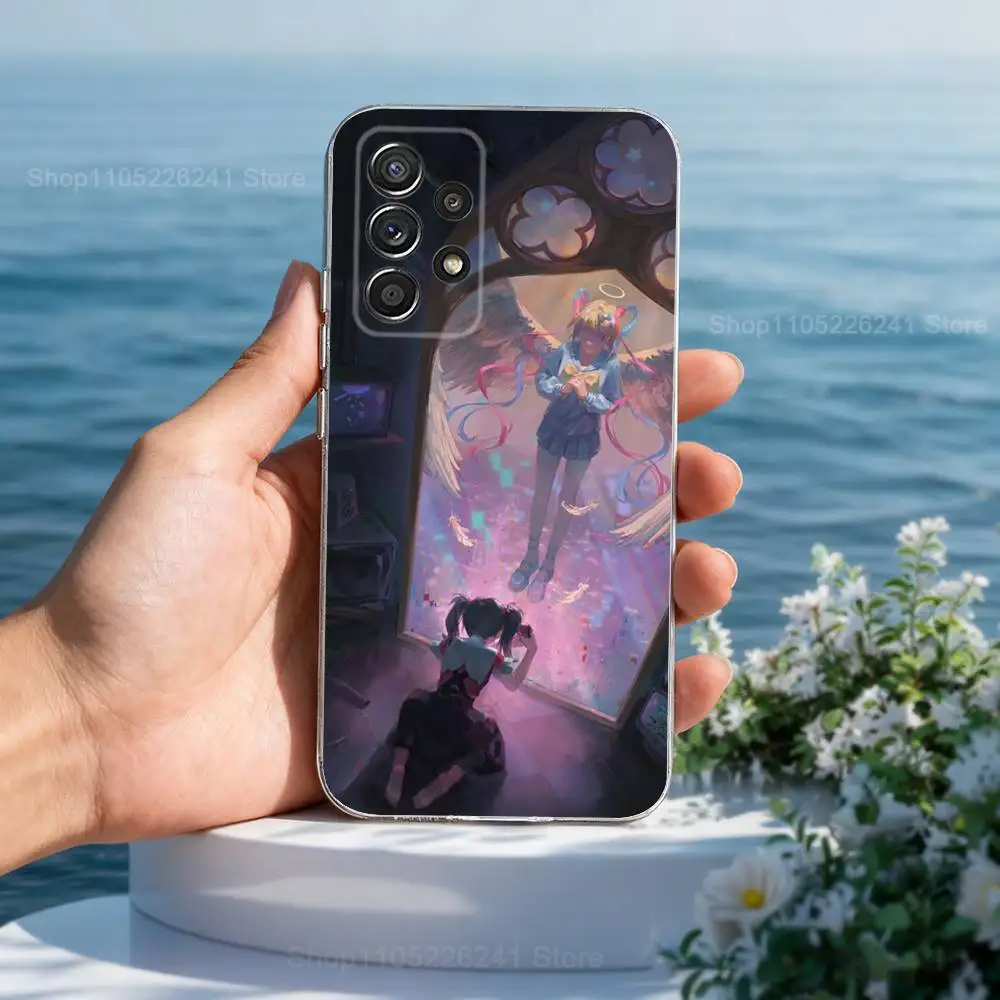 Omg K-Kawaii A-Angel-C-Chan Etui na telefon Samsung A30,71,51,S9,10,20,Ultra,FE,Lite, S22,23,21,PIus, przezroczyste, silikonowe etui