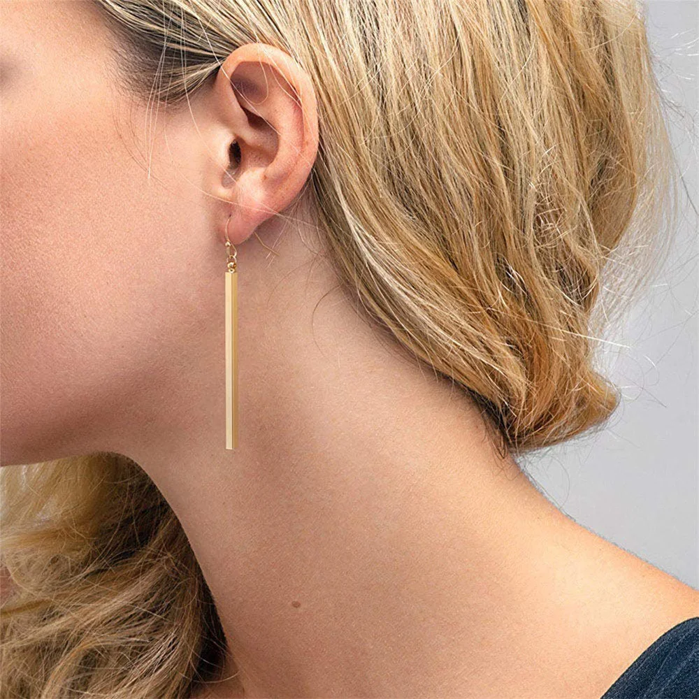 Long Drop Earrings For Women Strip Earrings Stainless Steel Gold Silver Color Fashion Jewelry Brithday Gift Dropshipping
