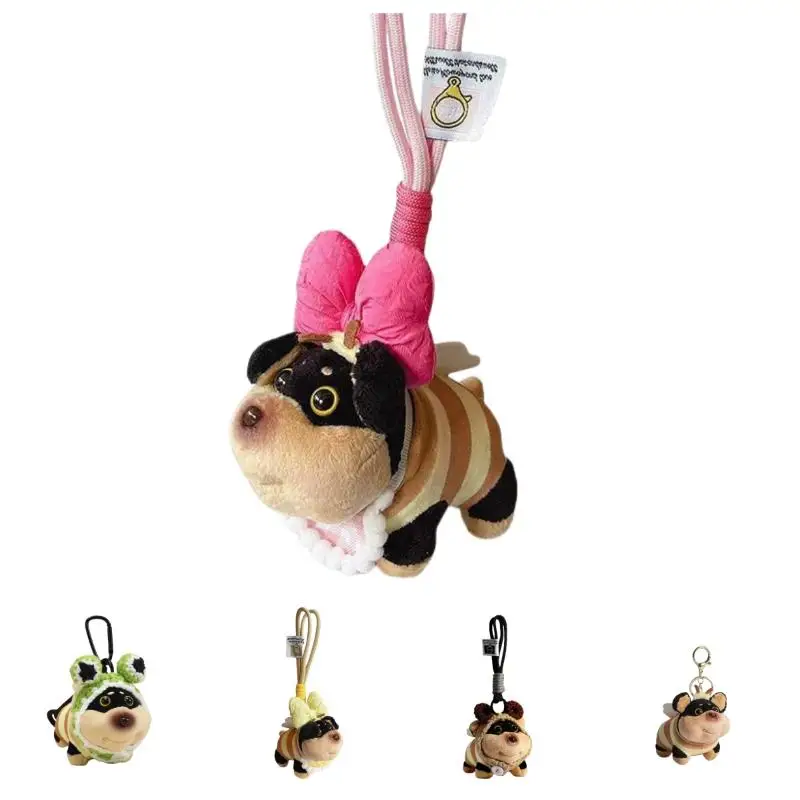 1 Uds. Accesorios de animales lindo portátil abeja cachorro bolsa colgante suave único cachorro muñeco de peluche perro llavero bolsa decoración colgante
