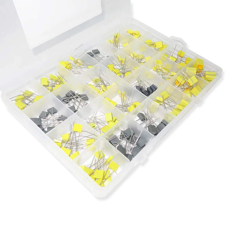 240PCS/Set 24Values*10Pcs Correction Capacitor Assorted Kit 63V-100V 102J-105J Polypropylene Safety Plastic Film Capacitors
