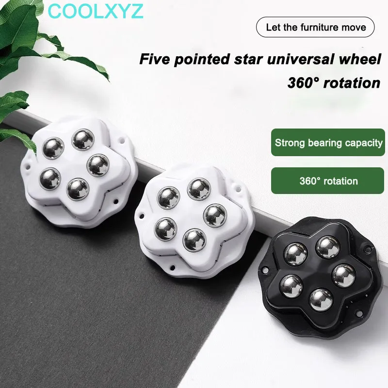 

360°Adhesive universal Wheel Mobile Ball base Furniture Tea Table Bedside Table Pulley no Drilling Mini Wheel Load-Bearing