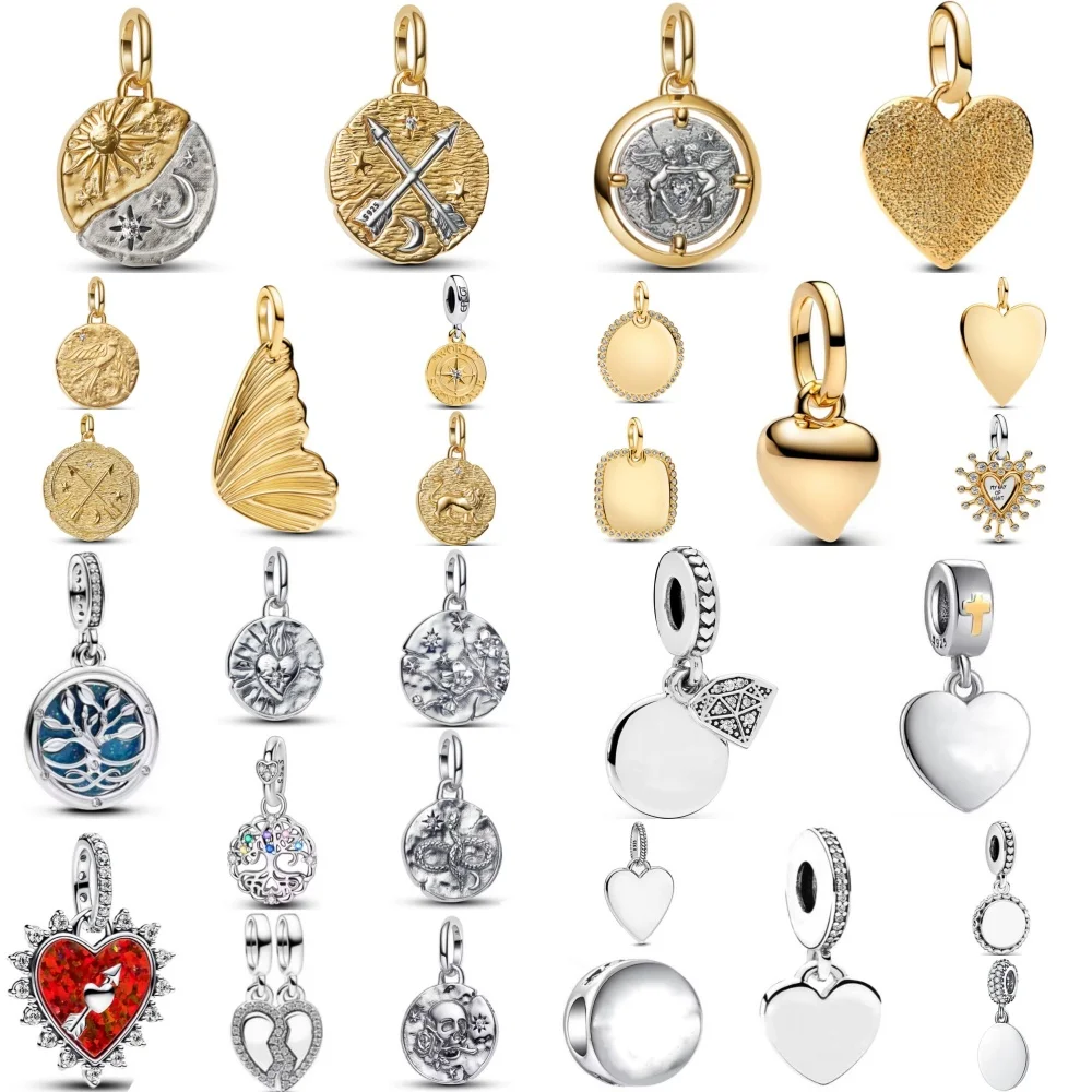 جديد 925 الفضة على شكل قلب مربع قلادة بها خرزات مناسبة لسوار أوروبي أصلي لتقوم بها بنفسك اكسسوارات مجوهرات رائعة