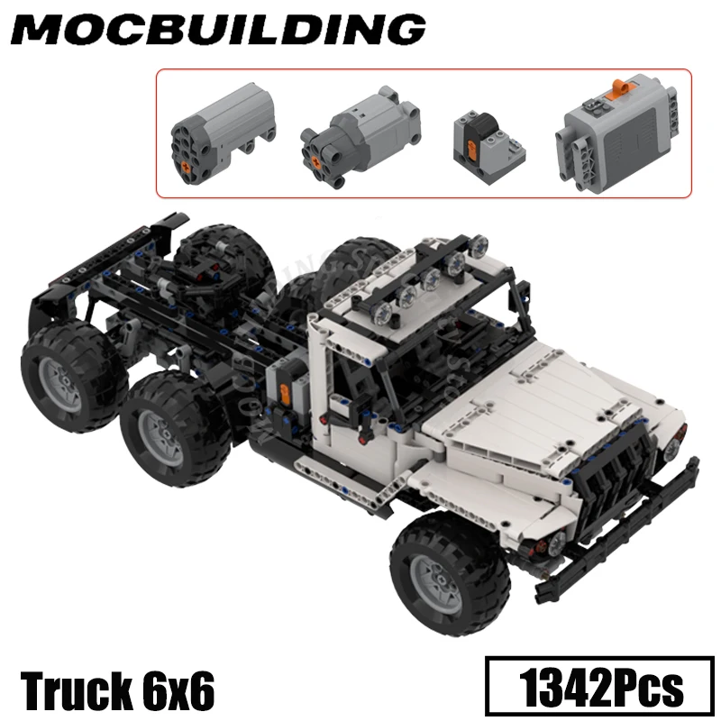 Truck with Motor Transport Car Transporter Vehicle Model MOC Building Blocks Display Construction Toys Birthday Gifts Present