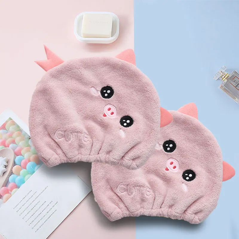 【Hot sales】1pc Quick Dry Hair Cap With Cute Cartoon Bear Design - Absorbent Shower Cap For Hair Drying And Styling