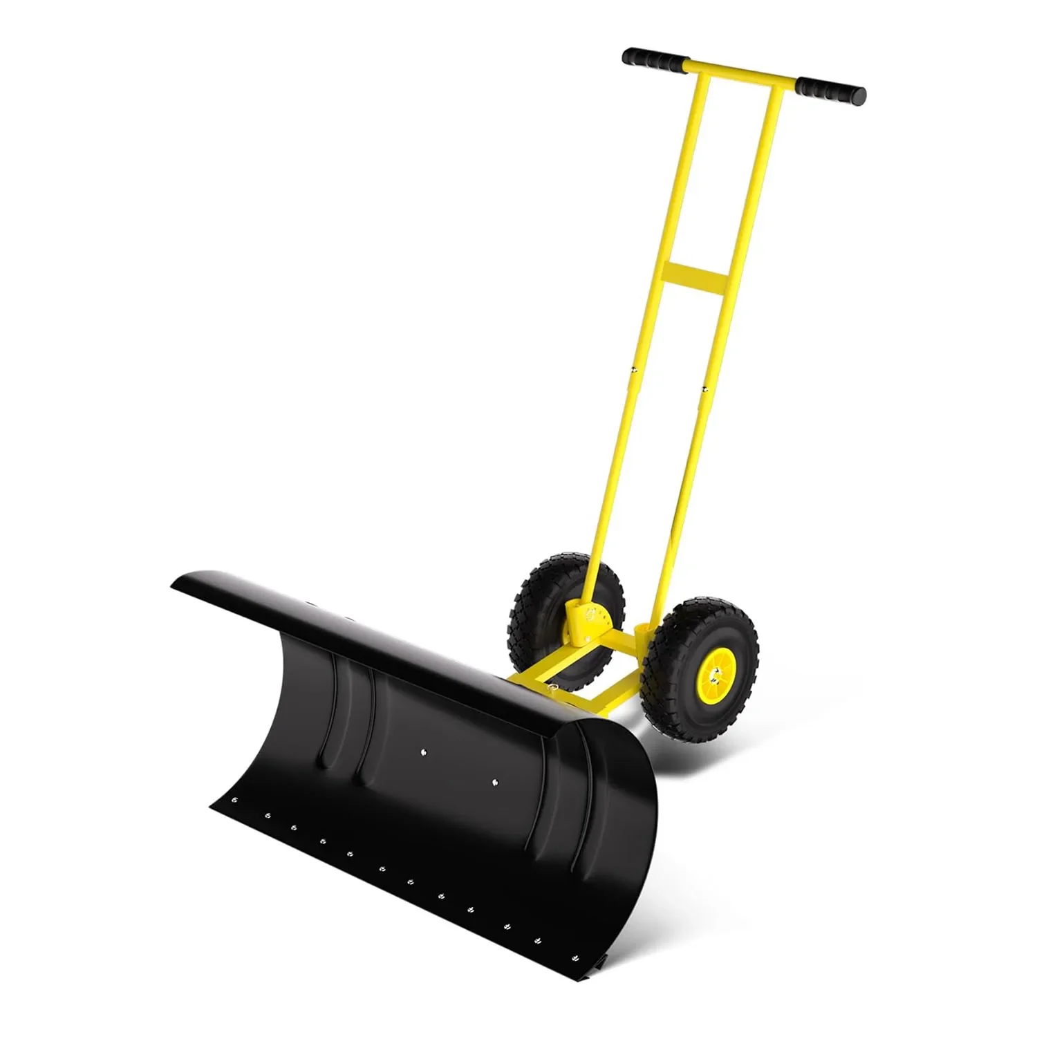 91x40cm Snow Shovel with Wheels Large Snow Removal Tool T-Shaped Handle Snows Pusher for Garden Doorway Driveway