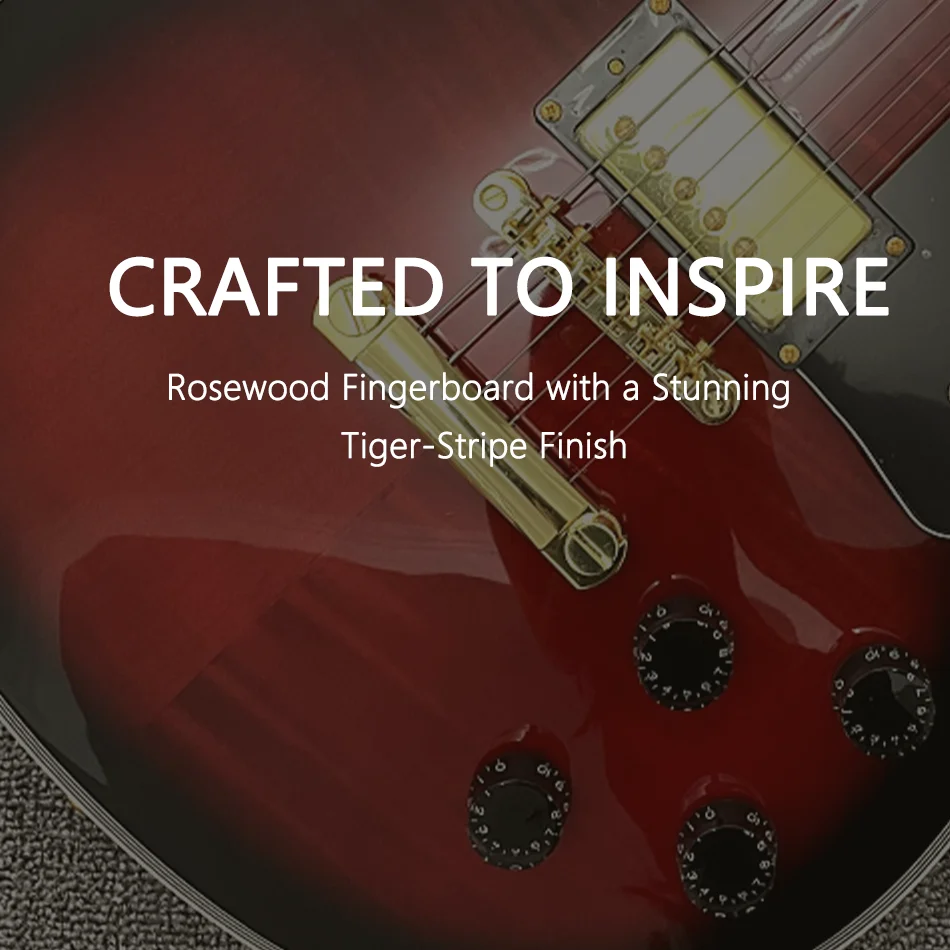Black-and-red Electric Guitar, 39-inch, 6-string, Dual Pickups, Rosewood Fingerboard, Mahogany Body, Gold Hardware