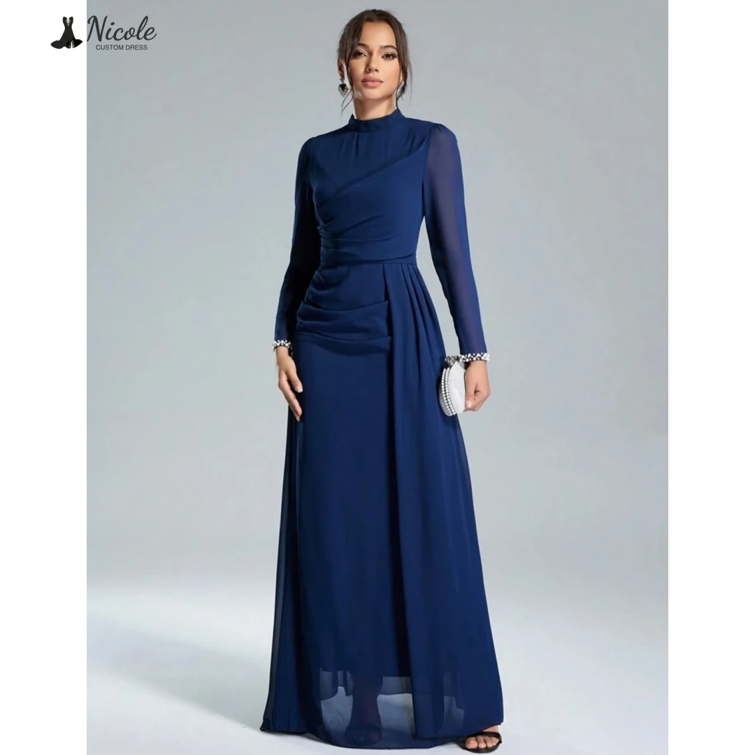 

Николь Вечерние платья на заказ Женские элегантные свадебные платья для гостей для особых случаев Линия халата с круглым воротником Вечер