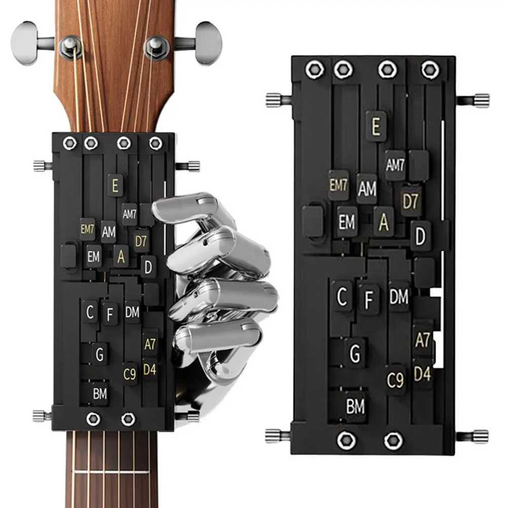 Guitar Chord Presser Aid Portable One-Touch Chords Helper Guitar Learning System Teaching Beginner Trainer Practice Accessories